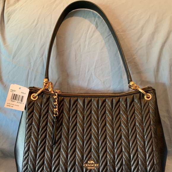 Black quilted coach purse NWT & matching wallet - Picture 2 of 8